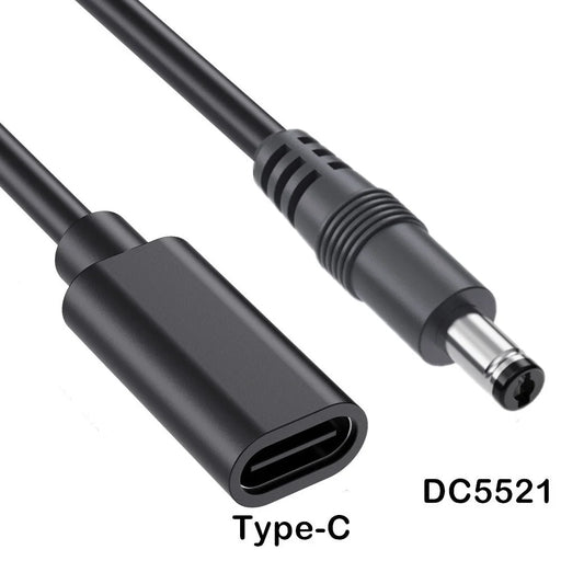 JUNSUNMAY 25cm Type-C Female to DC 5.5mm x 2.1mm Male Adapter Cable 5V 3A Power Extension Cord - 2