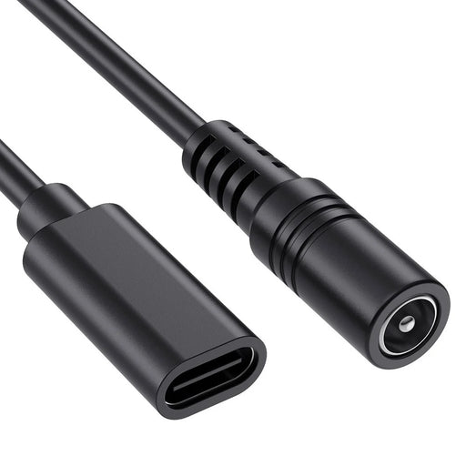 JUNSUNMAY 25cm Type-C Female to DC 5.5mm x 2.1mm Female Adapter Cable 5V 3A Power Extension Cord - 1