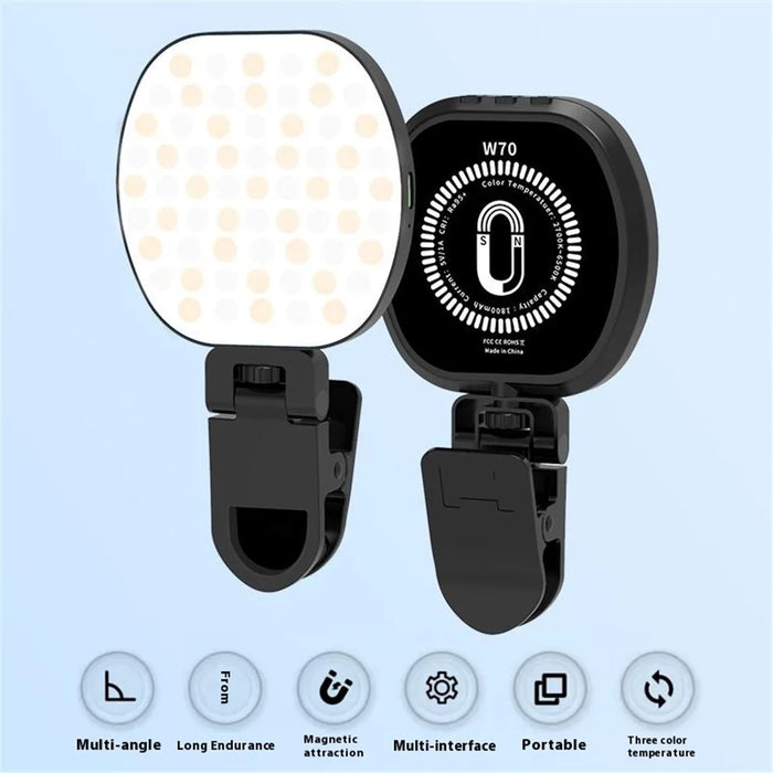 W70 Magnetic Pocket Light Mini LED Fill Light Rechargeable Selfie Light for Phone, Laptop, Tablet - 3