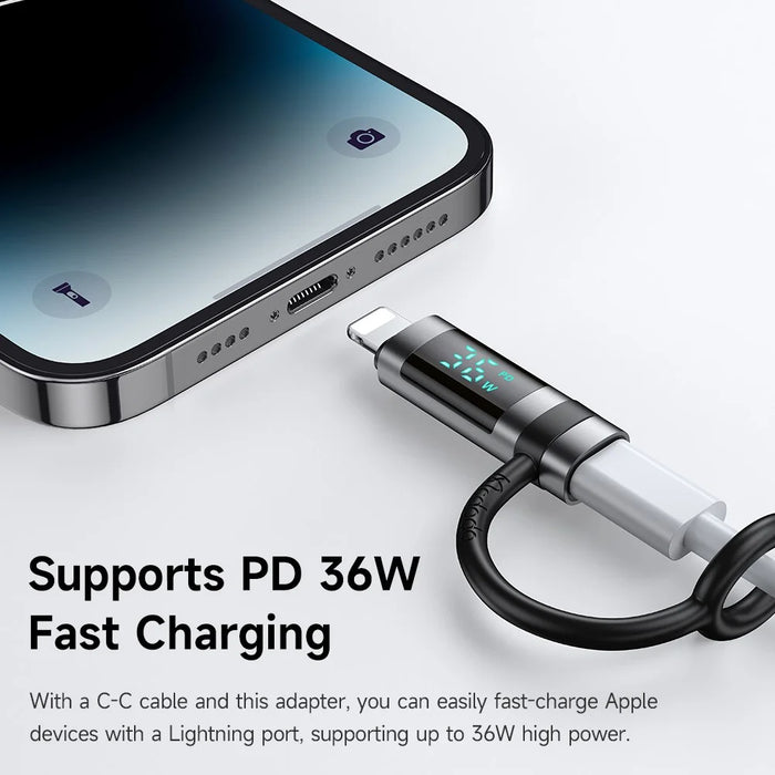 MCDODO OT-2610 MDD Digital Display PD Adapter USB-C Female to iP Male 36W Fast Charging Converter - 3