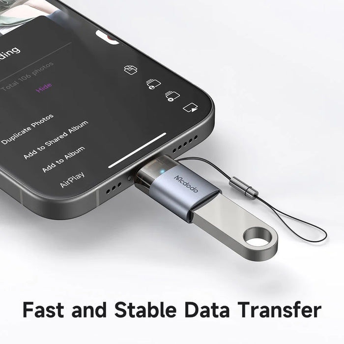 MCDODO OT-7390 MDD USB-A to iP Adapter with LED Light Data Transfer 480Mbps - 4