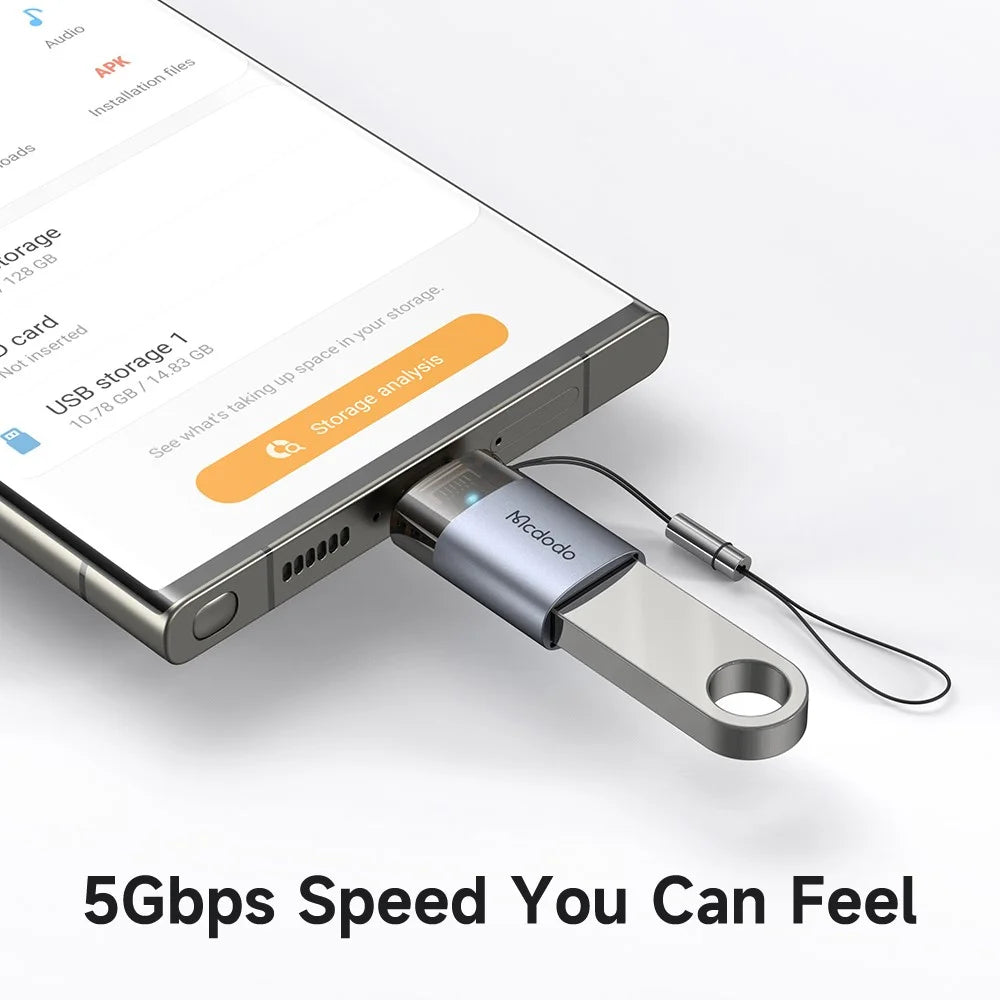 MCDODO OT-7400 MDD USB-A 3.0 to USB-C Adapter with LED Light 5Gbps Transfer Speed Aluminum Alloy - 4