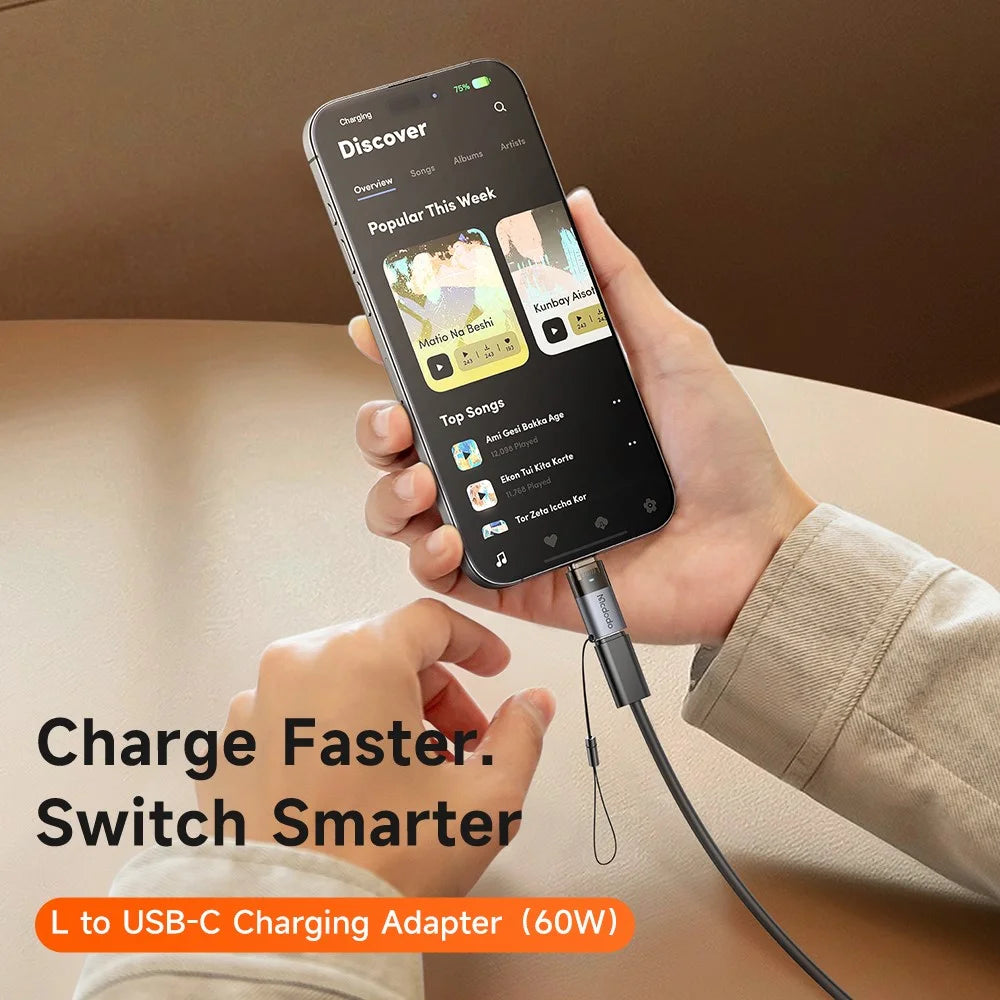MCDODO OT-7610 MDD iP Female to USB-C Male Adapter with LED Light PD 60W Fast Charging Converter - 2