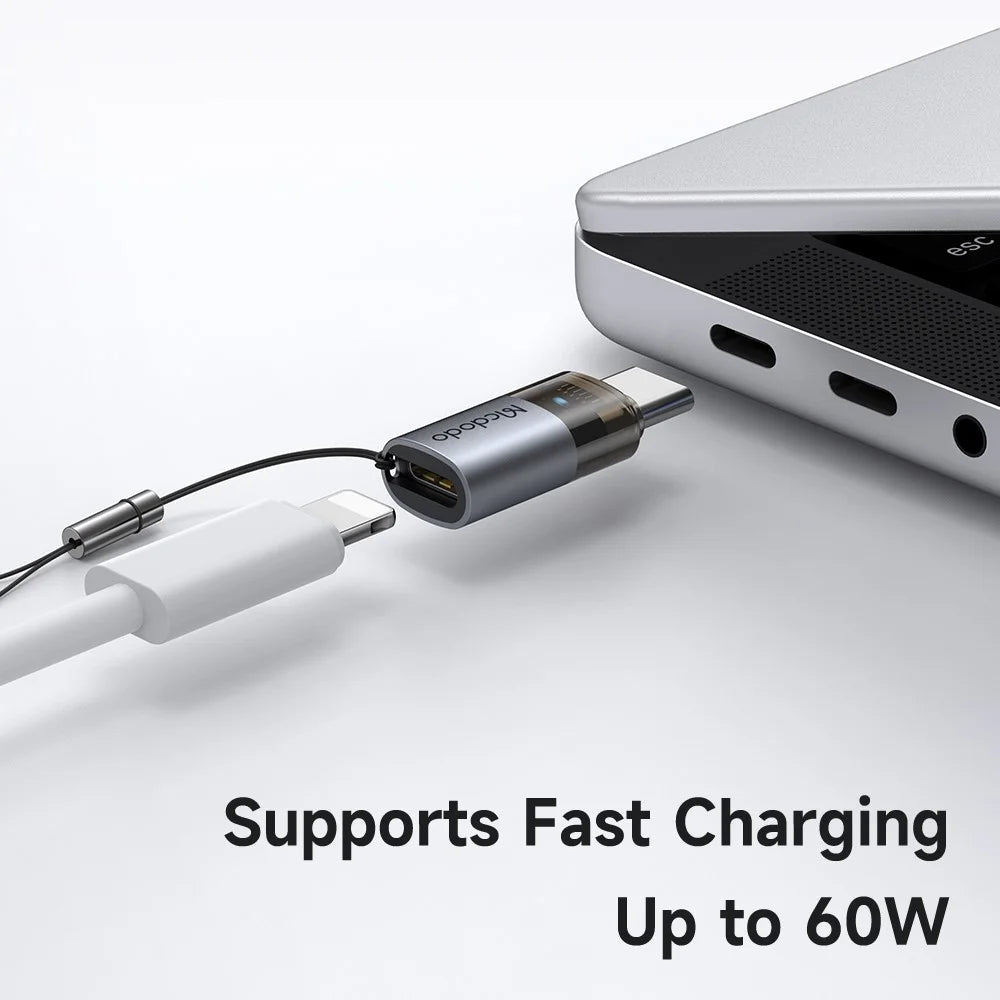MCDODO OT-7610 MDD iP Female to USB-C Male Adapter with LED Light PD 60W Fast Charging Converter - 4