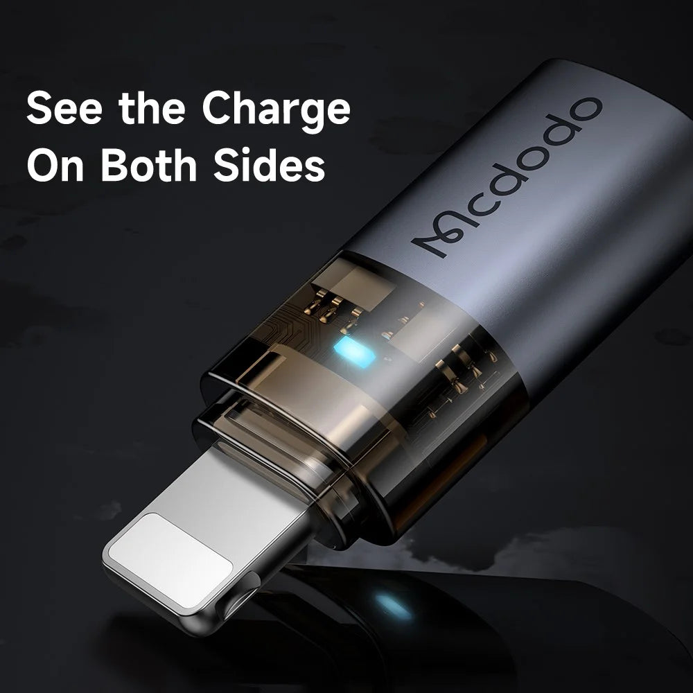 MCDODO OT-7630 MDD USB-C Female to iP Male Adapter with LED Light PD 36W Fast Charging Converter - 3