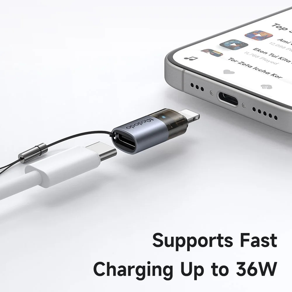 MCDODO OT-7630 MDD USB-C Female to iP Male Adapter with LED Light PD 36W Fast Charging Converter - 4