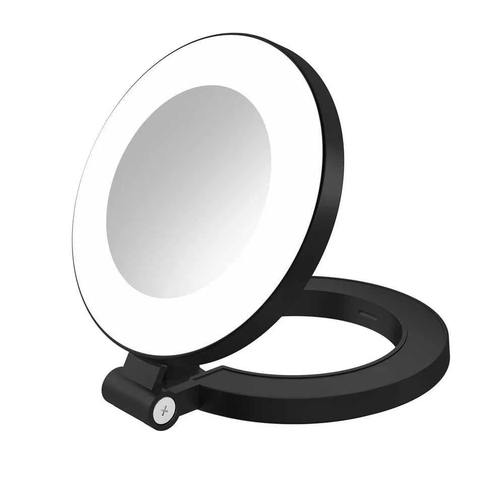 H22B Foldable Magnetic Phone Ring Light Dimmable Portable LED Fill Lamp for Photography / Makeup - Black - 1