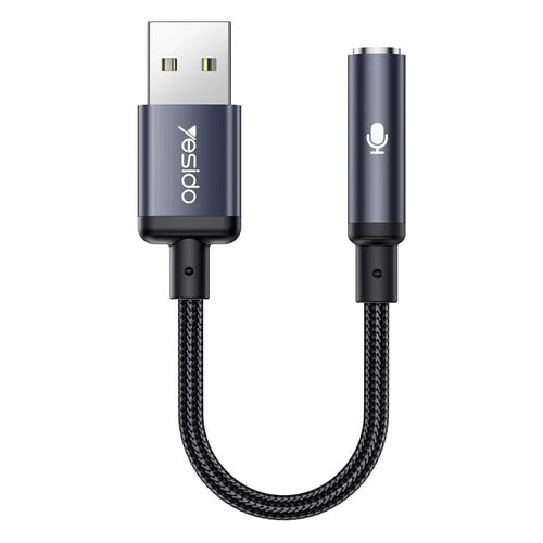 YESIDO YAU46 15cm USB to 3.5mm Plug and Play Audio Adapter Cable Voice Call Support - 1