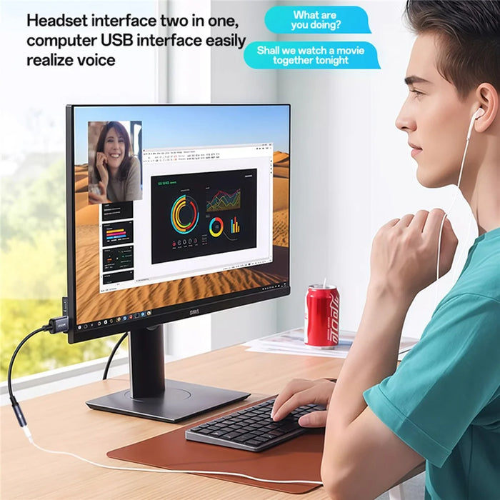YESIDO YAU46 15cm USB to 3.5mm Plug and Play Audio Adapter Cable Voice Call Support - 2