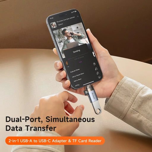 MCDODO OT-760 2 in 1 USB A Female to USB C Male Converter 480Mbps Data Transfer Adapter with TF Card Slot - 2