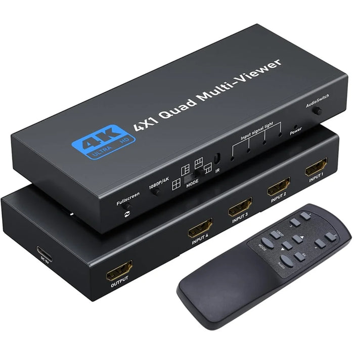 NK-941 4K HD 4 Input 1 Output Splitter Seamless Switch Multi-Viewer with Remote Control - 1