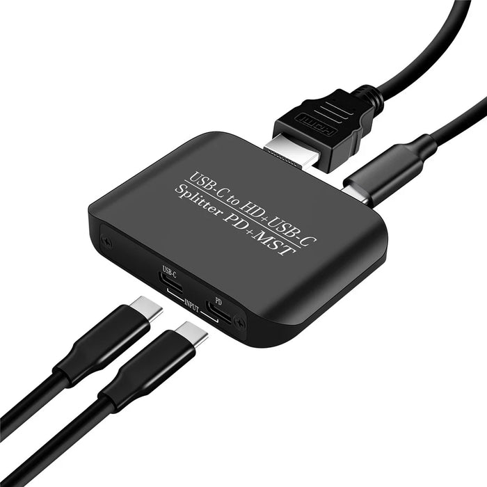 NK-E70 Type-C to HD + Type-C Splitter 4K 60Hz MST / SST Display Adapter Support PD Charging - 4