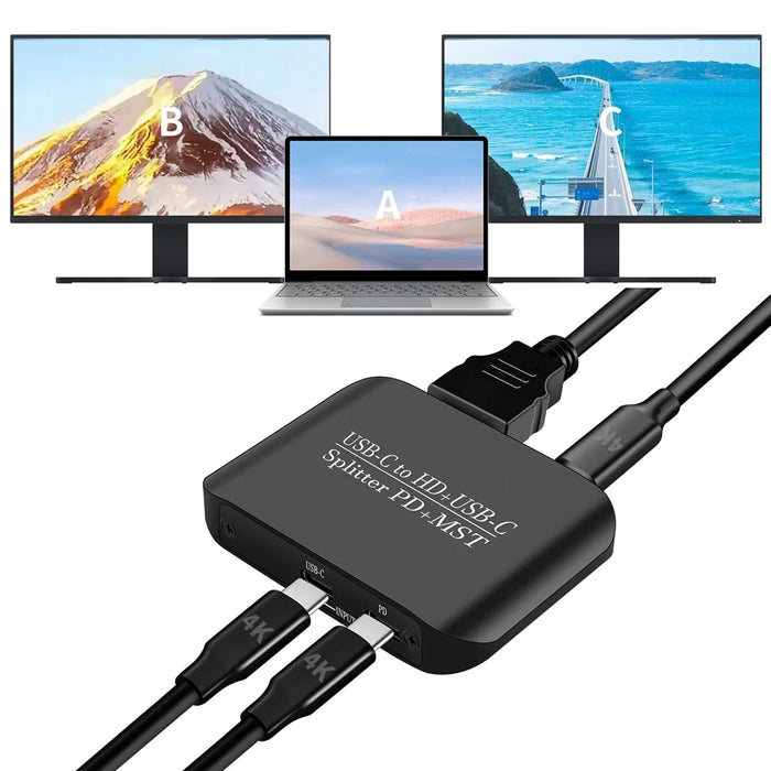 NK-E70 Type-C to HD + Type-C Splitter 4K 60Hz MST / SST Display Adapter Support PD Charging - 5