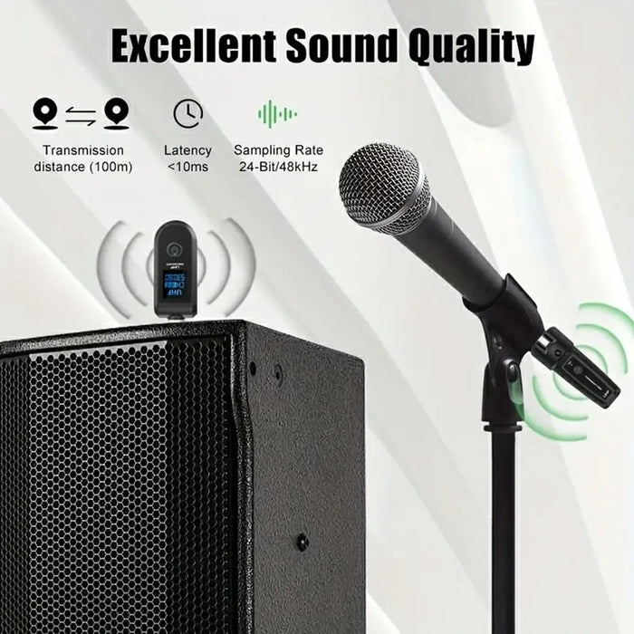 K1 Wired to Wireless Microphone Converter for Handheld Dynamic Mic, 1 Transmitter + 1 Receiver - 2
