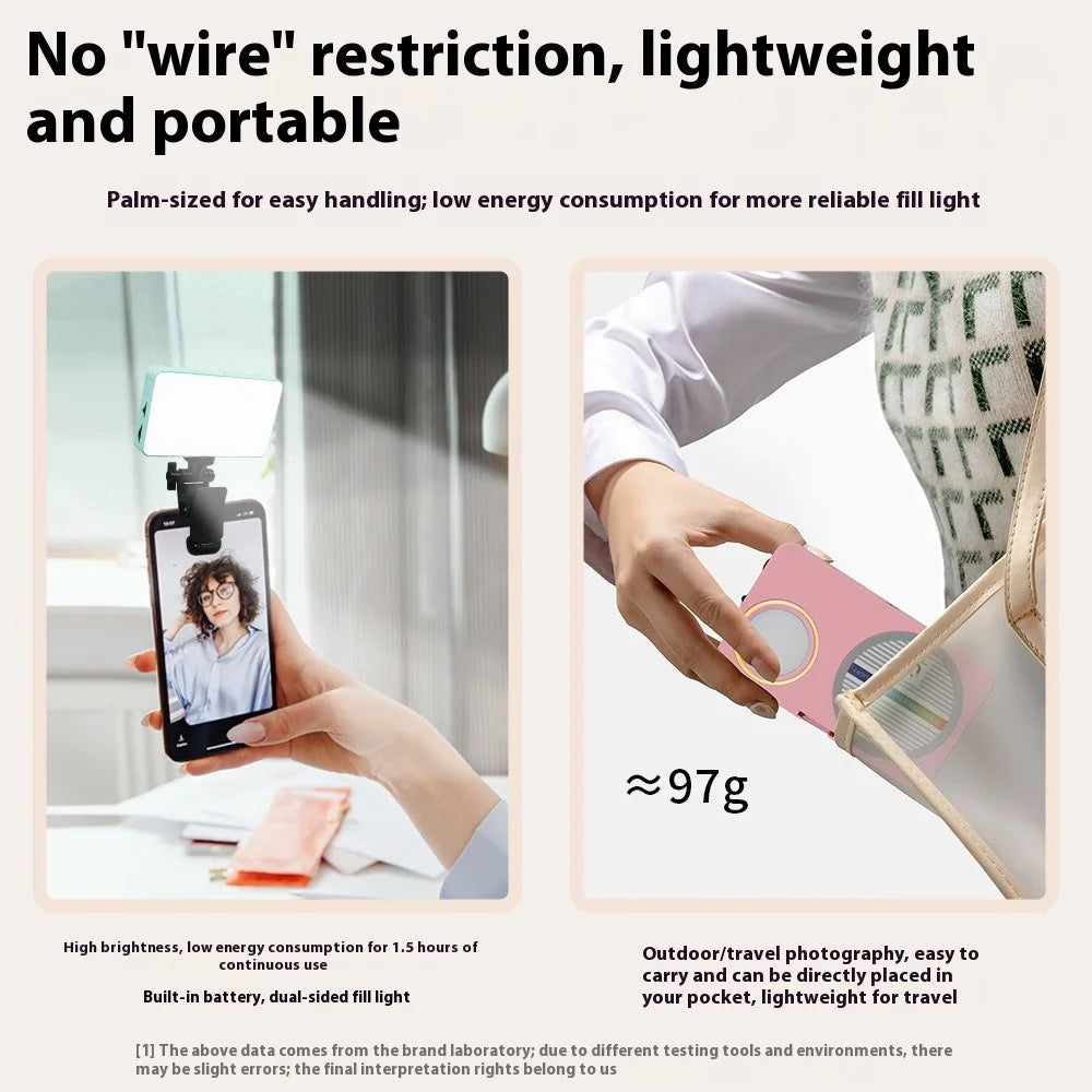 N19 Tri-Color Pocket Light Portable Magnetic LED Lamp Photography Fill Light 2800-9000K - Black - 4