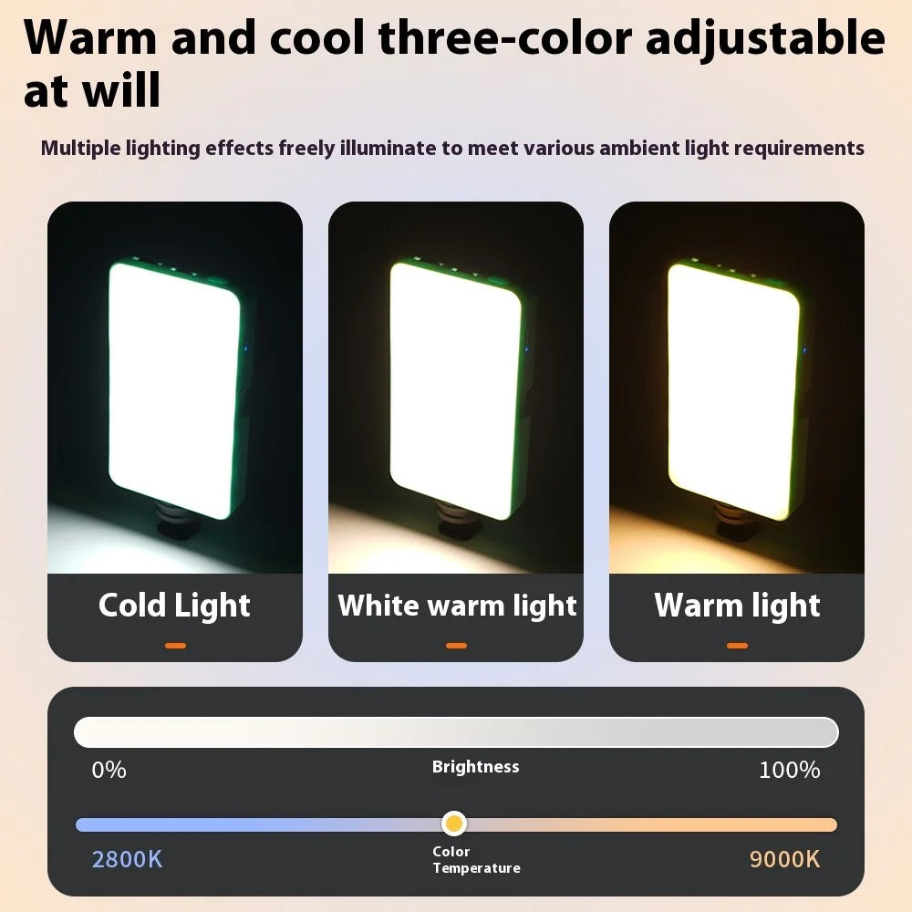 N19 Tri-Color Pocket Light Portable Magnetic LED Lamp Photography Fill Light 2800-9000K - Black - 5