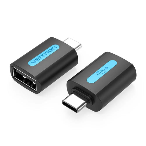 VENTION CDT Series USB-A Female to Type-C Male USB2.0 OTG Adapter 480Mbps Data Transfer PVC Converter - Black - 1
