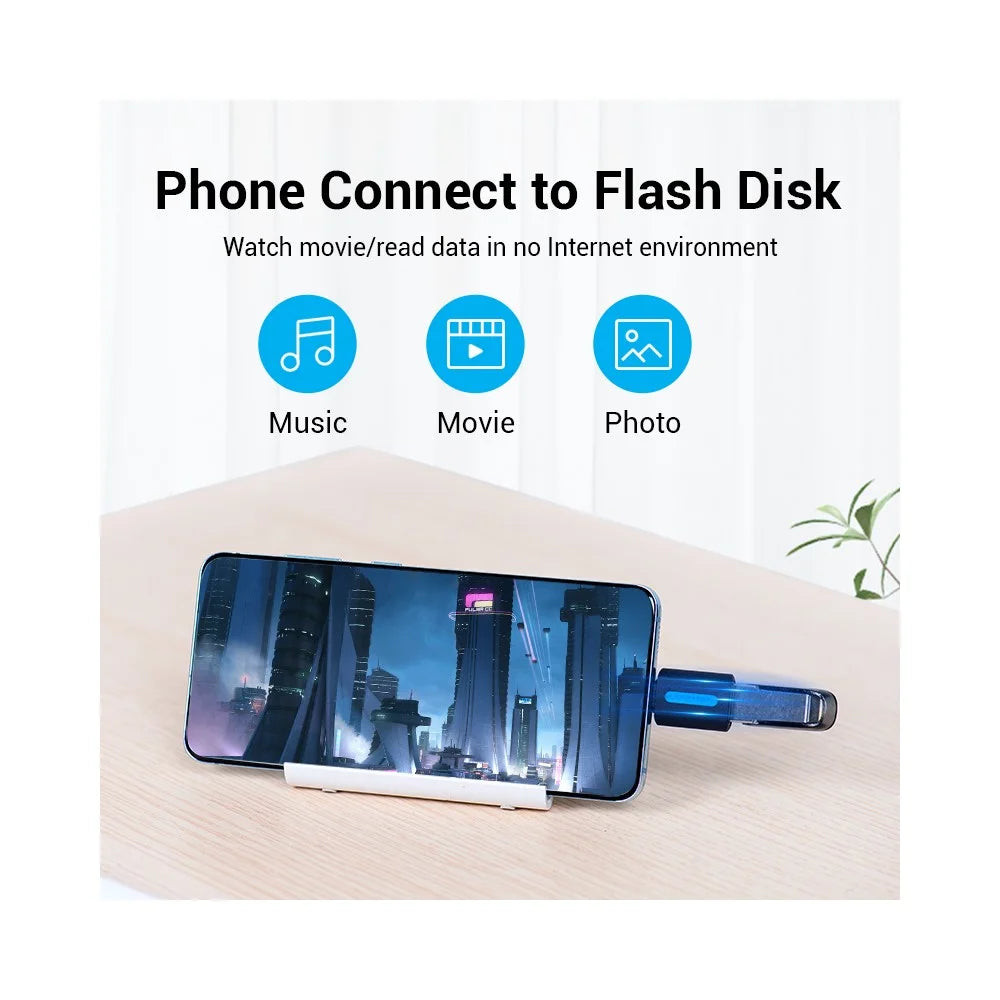 VENTION CDT Series USB-A Female to Type-C Male USB2.0 OTG Adapter 480Mbps Data Transfer PVC Converter - Black - 3