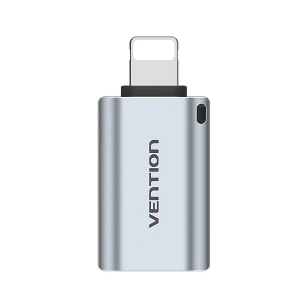 VENTION CUC Series 8-Pin Male to USB-A Female OTG Adapter Aluminum Alloy USB 2.0 Data Transfer Converter - Grey - 1