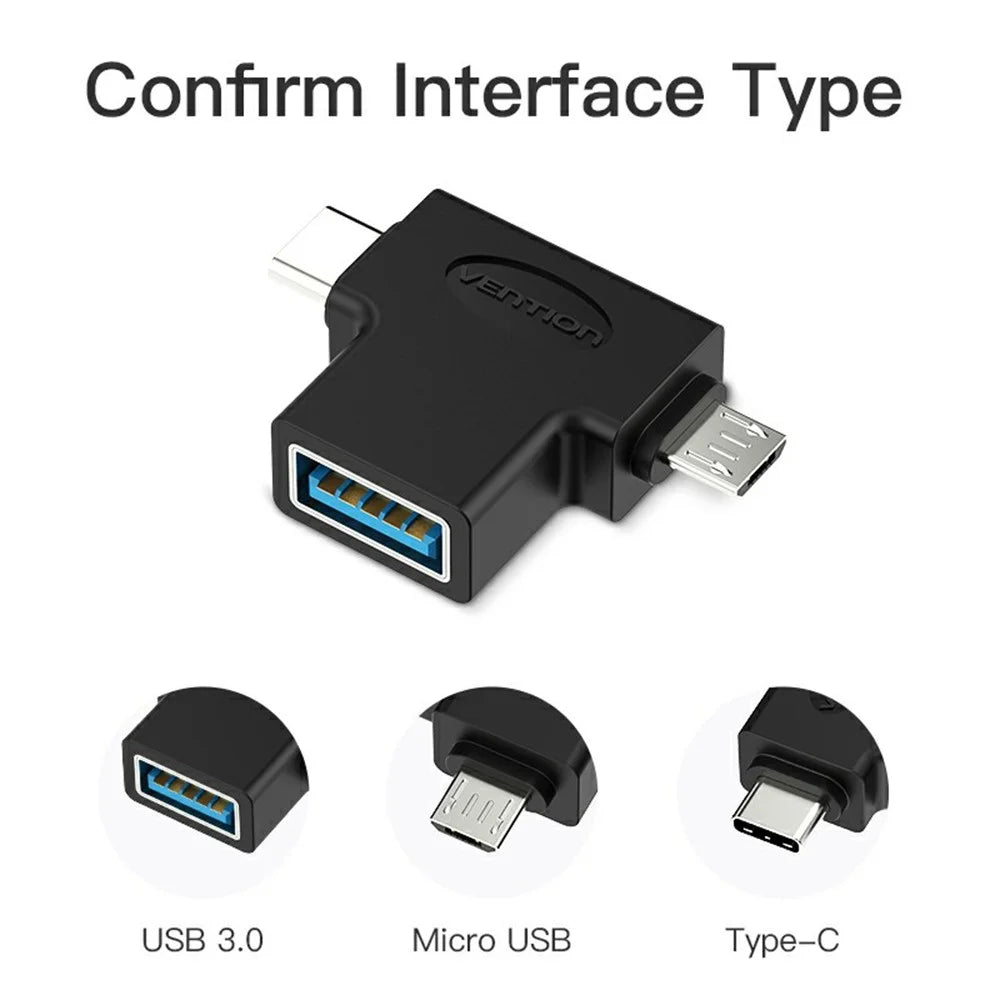 VENTION CDI Series OTG Adapter 3 in 1 USB A / Micro-B / USB C High Speed Data Transfer Adapter - 3