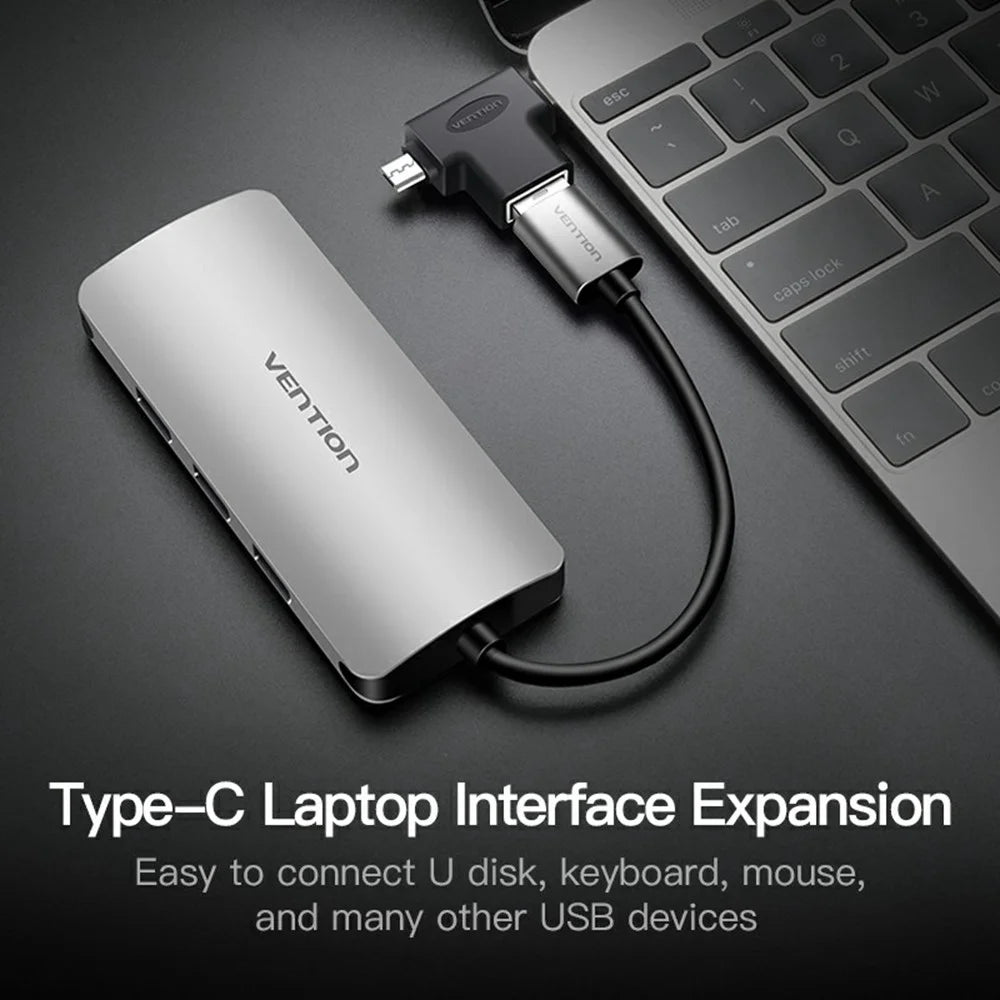 VENTION CDI Series OTG Adapter 3 in 1 USB A / Micro-B / USB C High Speed Data Transfer Adapter - 7