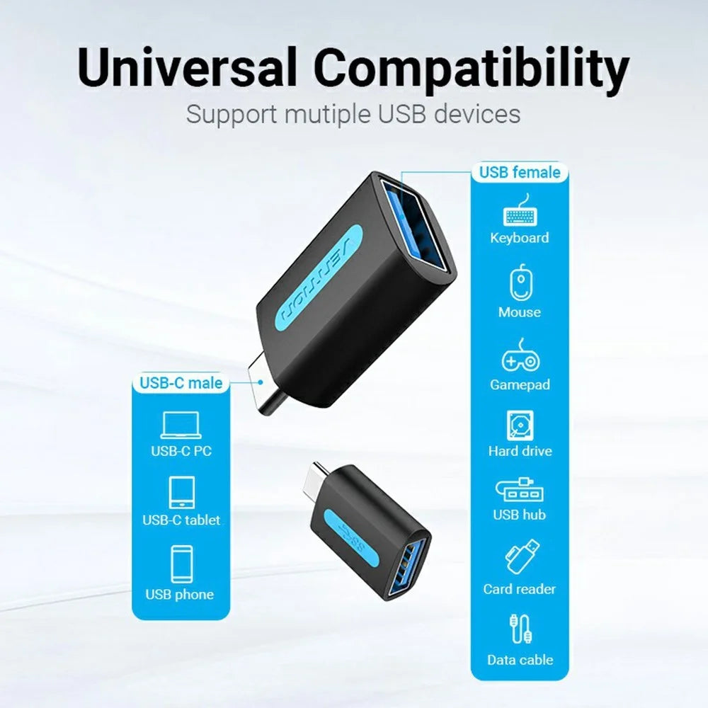 VENTION CDU Series Mini OTG Adapter USB 3.0 Type C Male to USB A Female Converter - 6