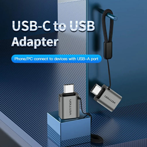 VENTION CDQ Series USB 3.0 Type C Male to USB A Female Converter Aluminum Alloy OTG Adapter with Lanyard - 2