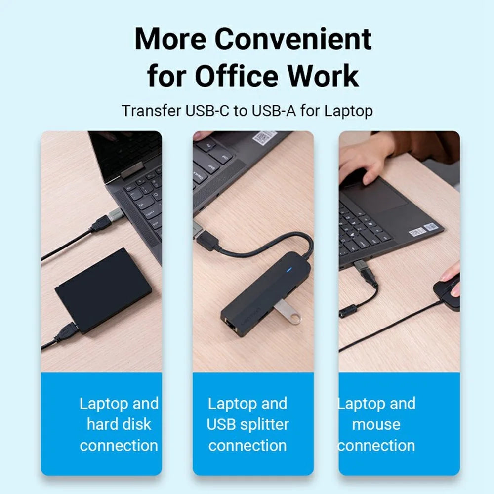 VENTION CDQ Series USB 3.0 Type C Male to USB A Female Converter Aluminum Alloy OTG Adapter with Lanyard - 6