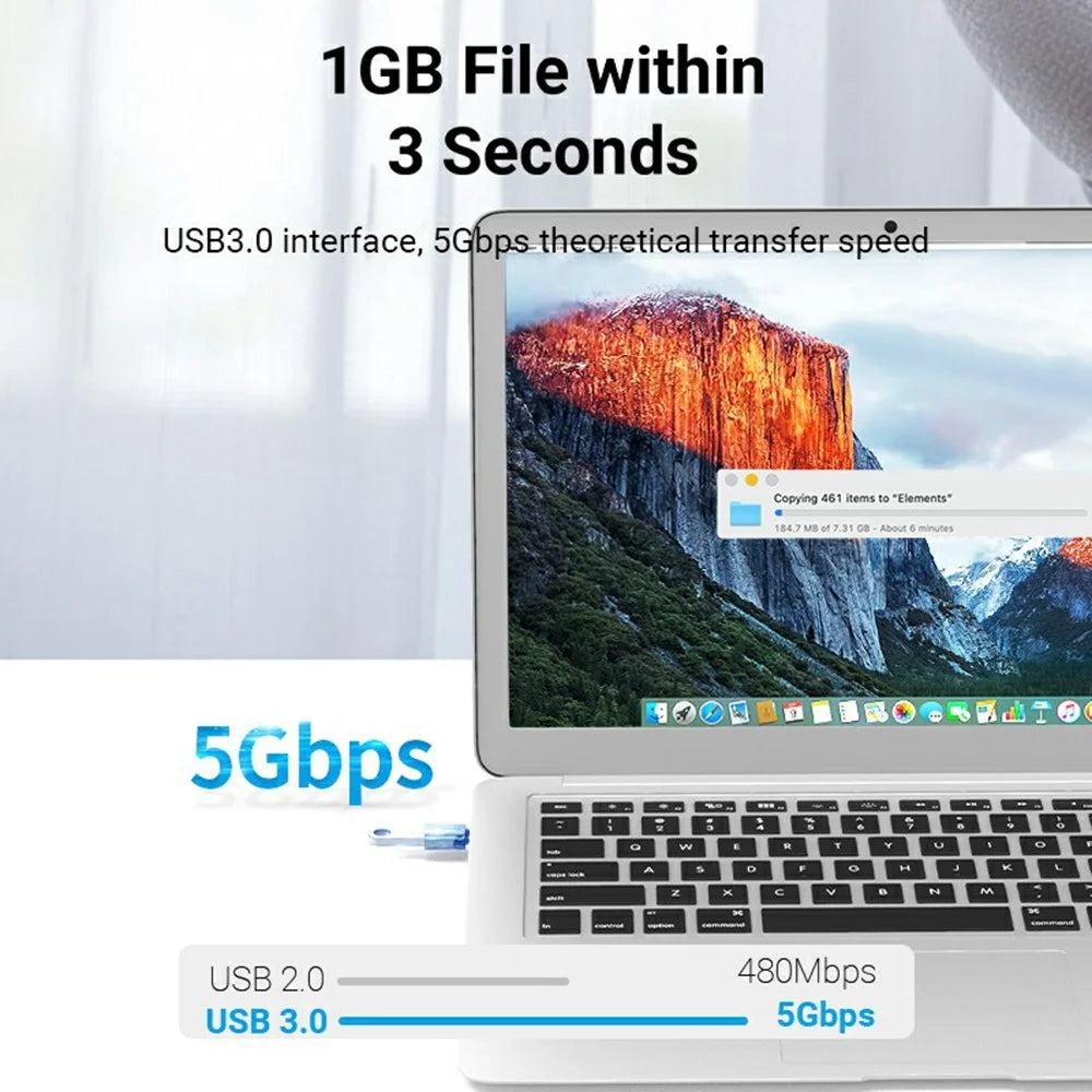 VENTION CDQ Series USB 3.0 Type C Male to USB A Female Converter Aluminum Alloy OTG Adapter with Lanyard - 7