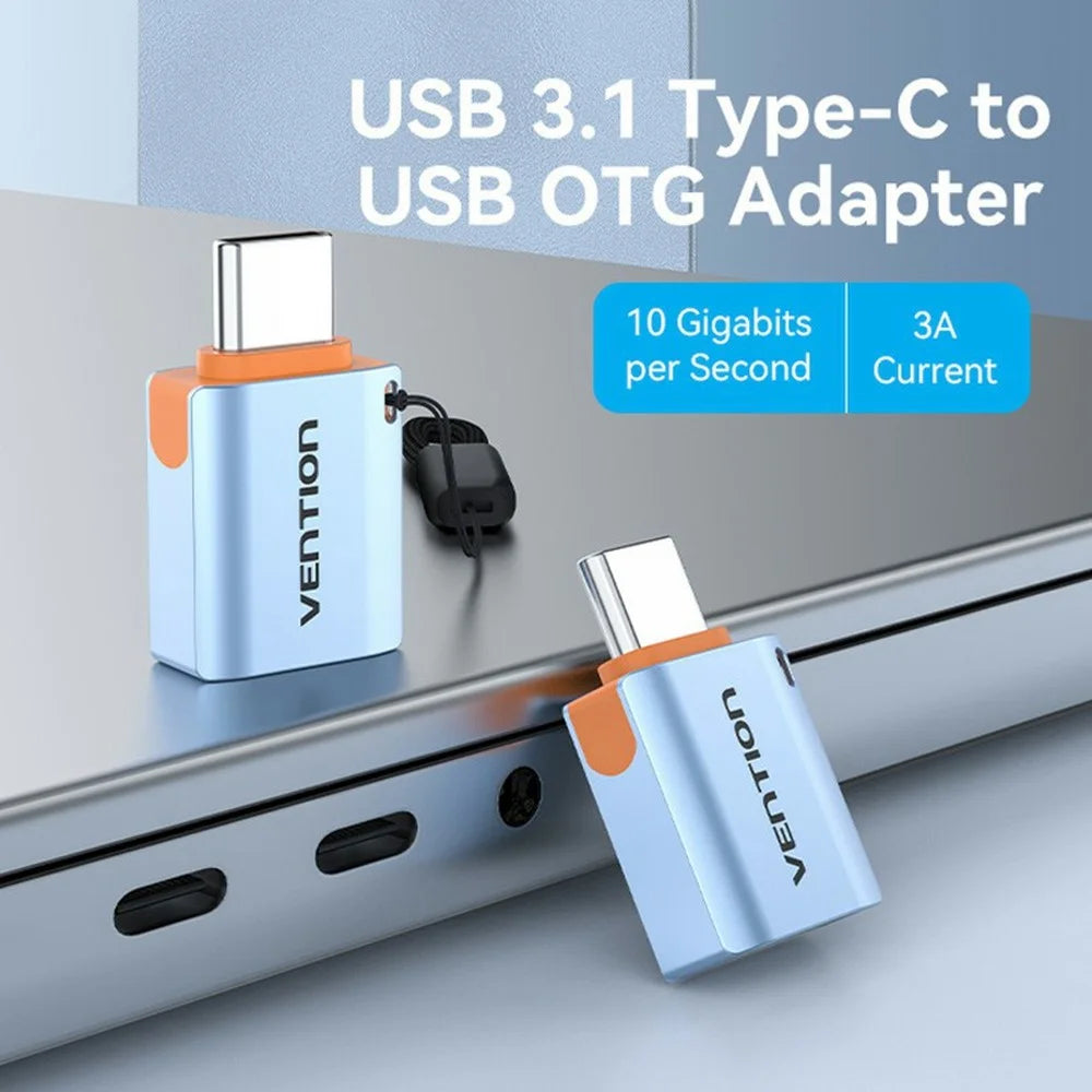 VENTION CUB Series USB 3.1 Type C Male to USB A Female Aluminum Alloy OTG Adapter with Lanyard - 2
