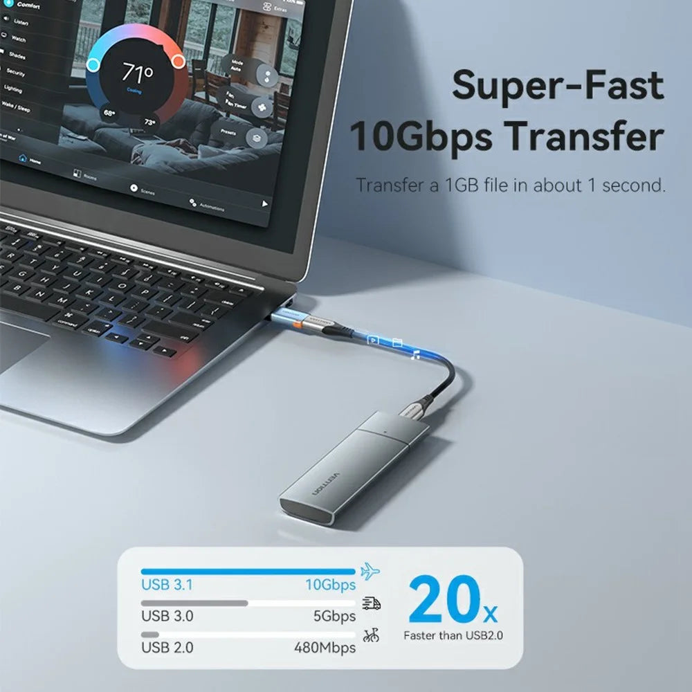 VENTION CUA Series USB 3.1 Type-A Male to Type-C Female Adapter Aluminum Alloy OTG Converter with Lanyard - 4