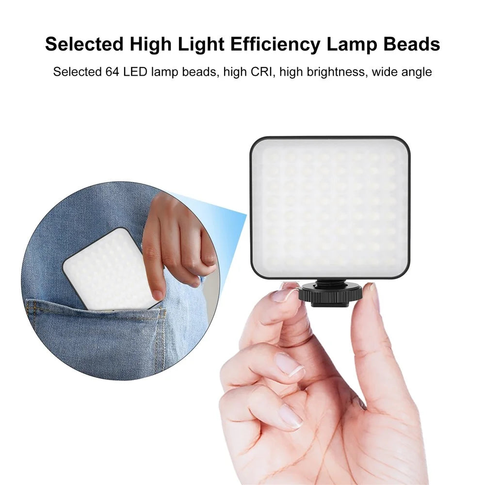 PULUZ PU529B 3W 49 LEDs Fill Light 6500K 800 Lumens One Touch Dimming Photography Lamp with Cold Shoe Mount - 5