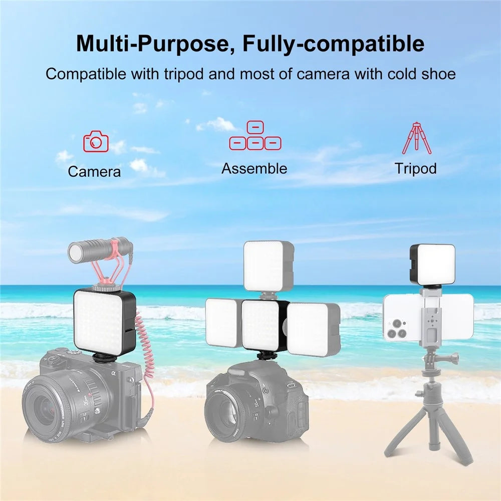 PULUZ PU529B 3W 49 LEDs Fill Light 6500K 800 Lumens One Touch Dimming Photography Lamp with Cold Shoe Mount - 6