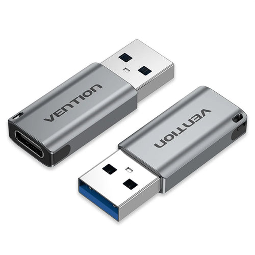 VENTION CDP Series USB3.0 USB-A Male to USB-C Female Adapter Aluminum Alloy OTG Converter with Lanyard - 1
