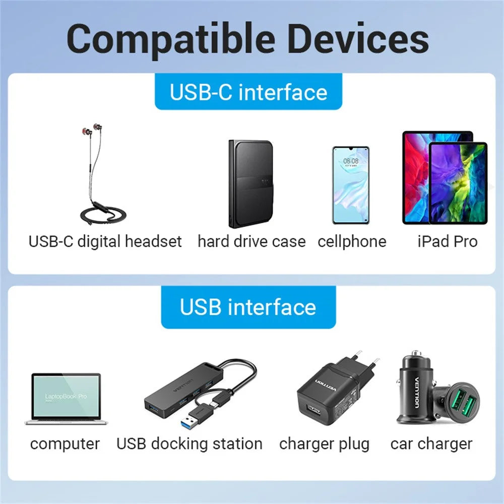 VENTION CDP Series USB3.0 USB-A Male to USB-C Female Adapter Aluminum Alloy OTG Converter with Lanyard - 3