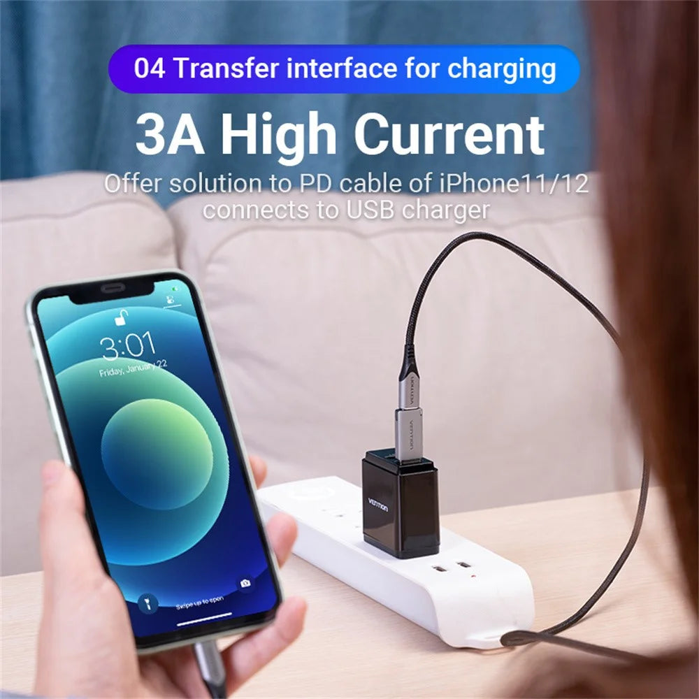 VENTION CDP Series USB3.0 USB-A Male to USB-C Female Adapter Aluminum Alloy OTG Converter with Lanyard - 7