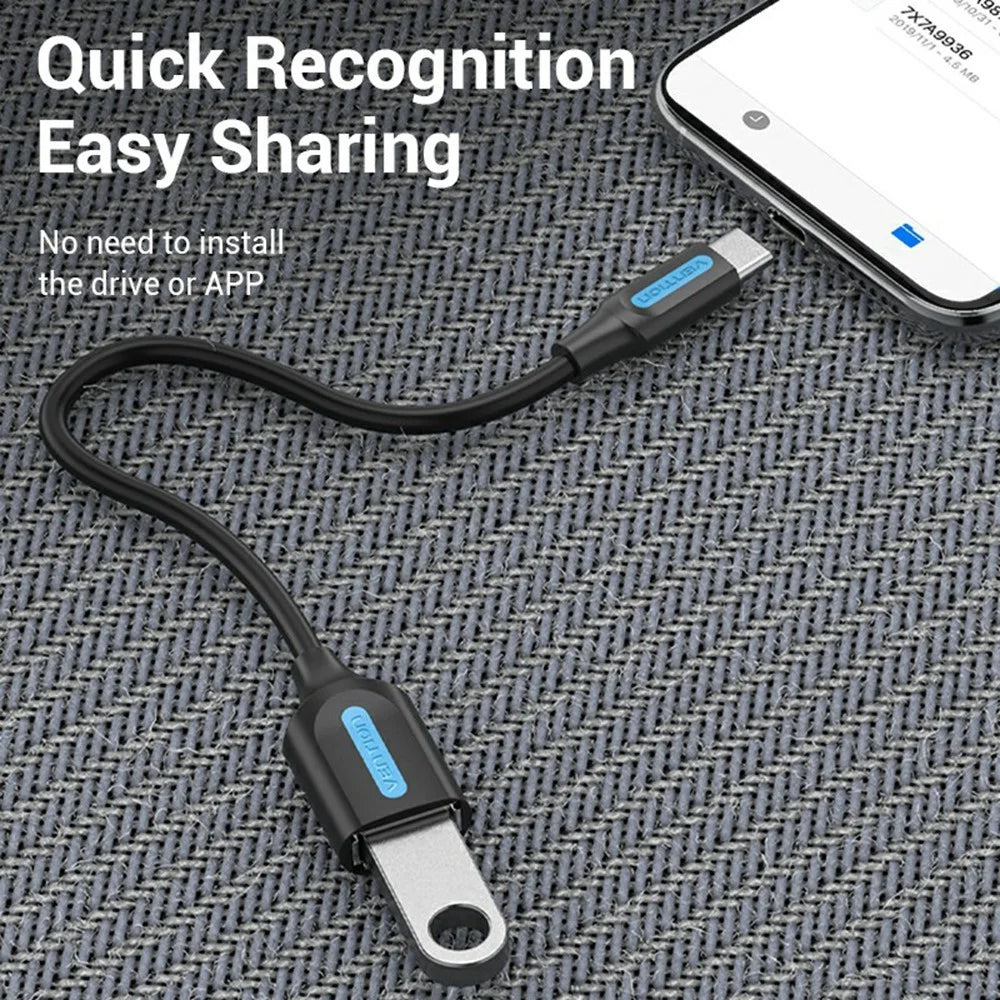 VENTION CCS Series 0.15m USB 2.0 Type C Male to USB A Female 480Mbps Transfer OTG Data Cable - 7