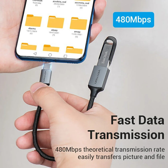 VENTION CCW Series 0.15m USB 2.0 Type-C Male to USB-A Female OTG Cable Data Transfer Wire - 5