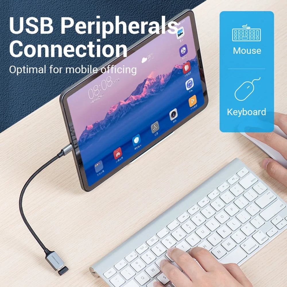 VENTION CCX Series 0.15m USB 3.0 Type-C Male to USB-A Female Aluminum Alloy Braided OTG Adapter Cable - 4