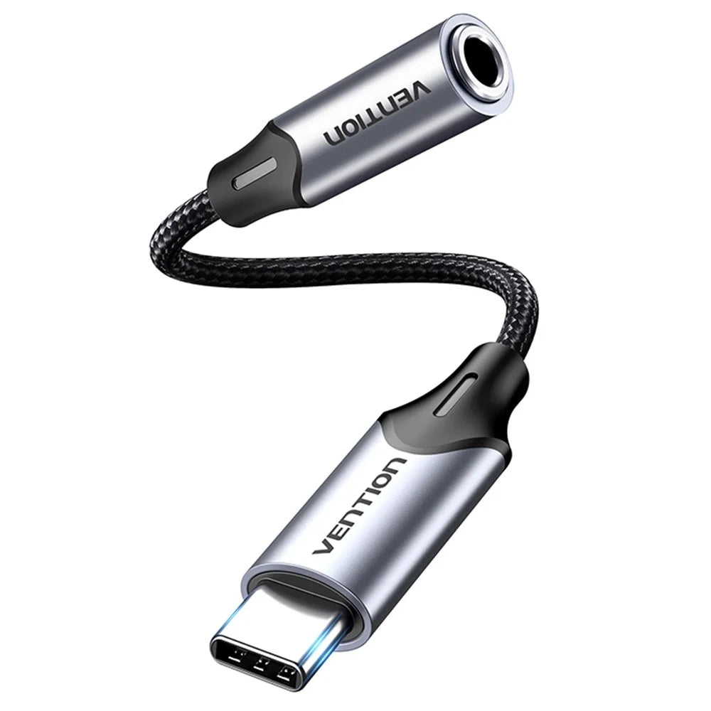 VENTION BGM Series 1m Type-C Male to 3.5mm Female Audio Adapter Cable with DAC Decoder - Grey - 1