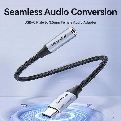 VENTION BID Series 0.1m Type-C Male to 3.5mm Female Audio Adapter Cable with DAC Decoder - Grey - 2