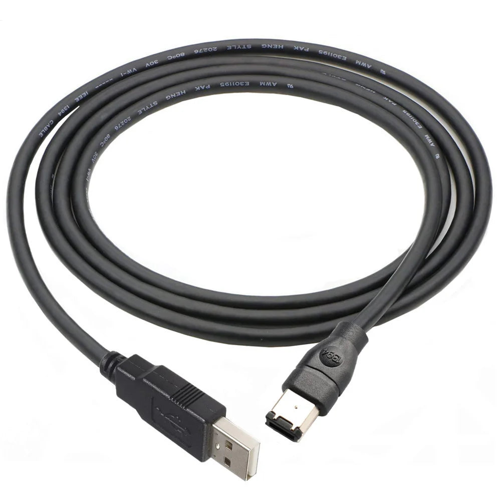 ERE For Audio Equipment USB to FireWire 1394 Adapter 6-Pin Male to USB-A Male Converter Cable - 1.8m - 4