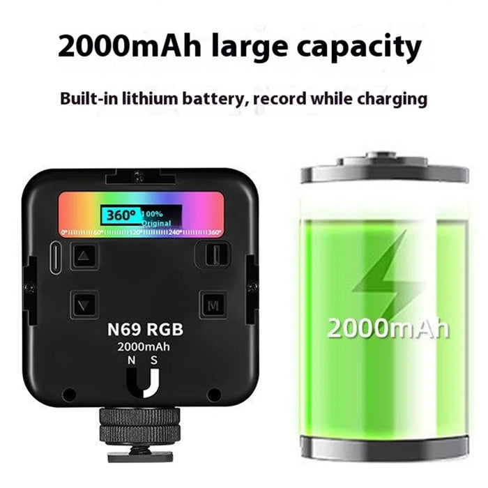 N69 Portable LED Video Light Stepless Dimming Mini RGB Photography Lamp for Vlog / Phone Shooting - 5