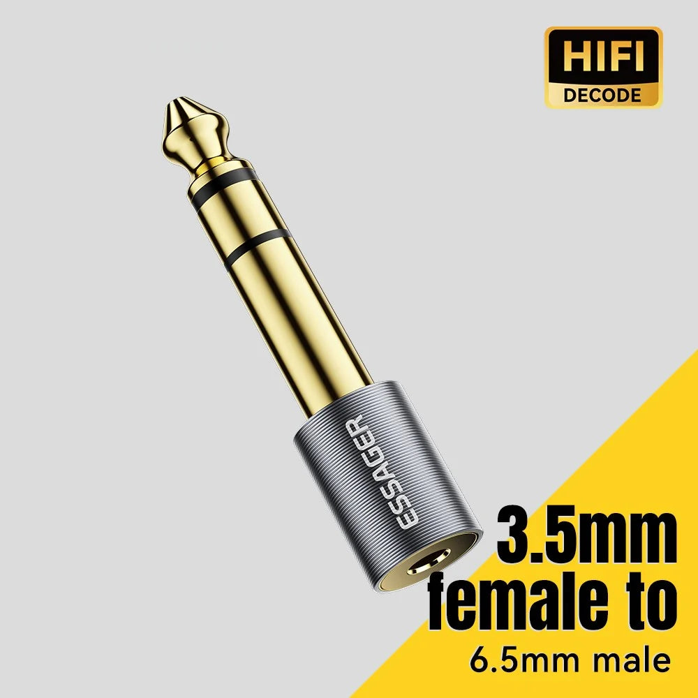 ESSAGER Audio Adapter 3.5mm Male to 6.5mm Female HiFi Sound Portable Gold Plated Connector - 3