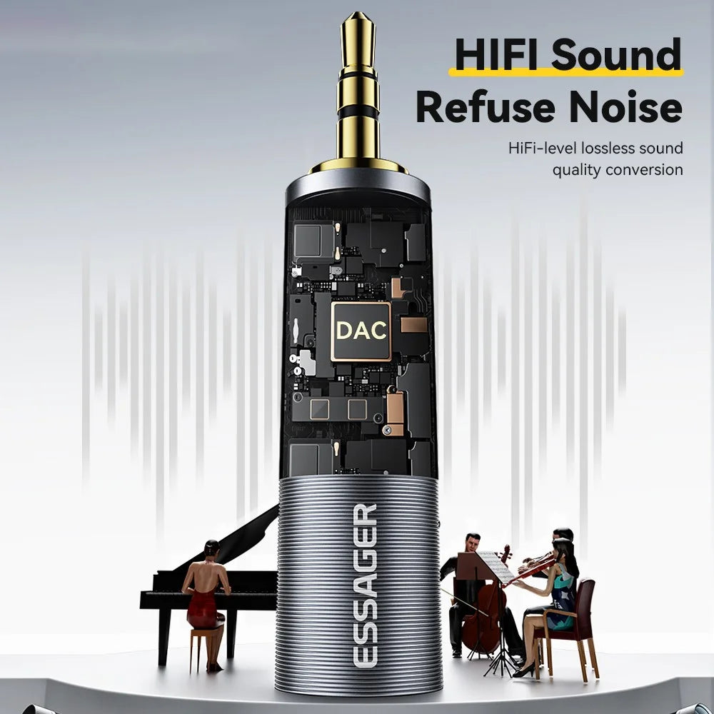 ESSAGER Audio Adapter 3.5mm Male to 6.5mm Female HiFi Sound Portable Gold Plated Connector - 5