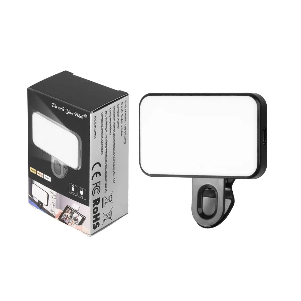 DO AS YOU WISH Mini Clip-on Light 24 LED Rechargeable Battery Adjustable Color Temperature Portable Fill Lamp - Black - 1