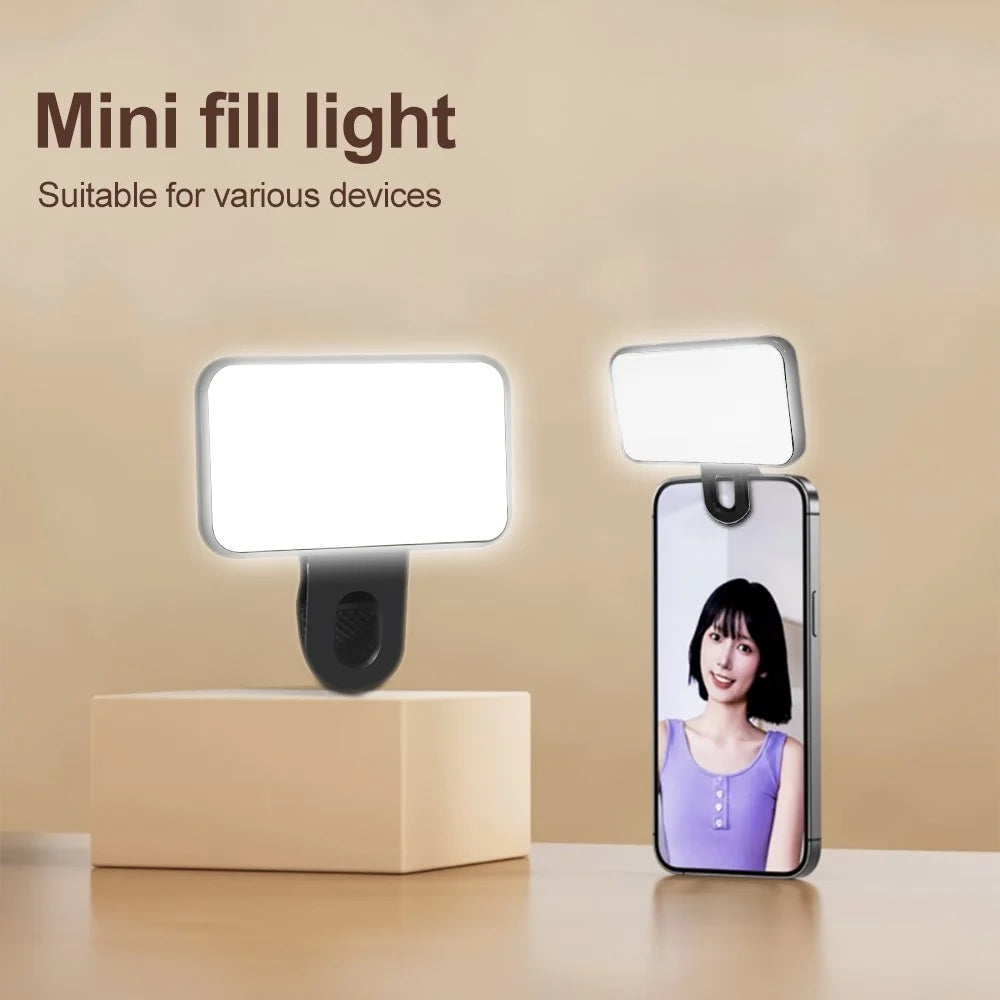 DO AS YOU WISH Mini Clip-on Light 24 LED Rechargeable Battery Adjustable Color Temperature Portable Fill Lamp - Black - 4