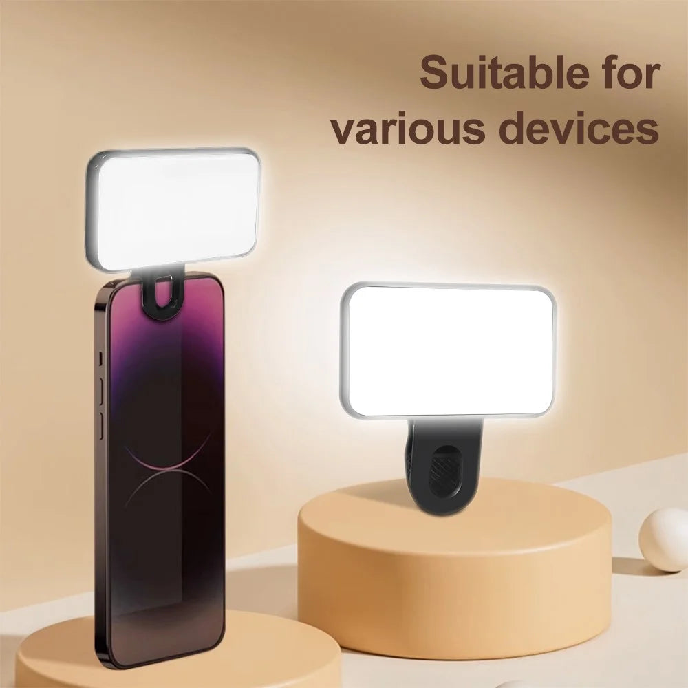 DO AS YOU WISH Mini Clip-on Light 24 LED Rechargeable Battery Adjustable Color Temperature Portable Fill Lamp - Black - 5
