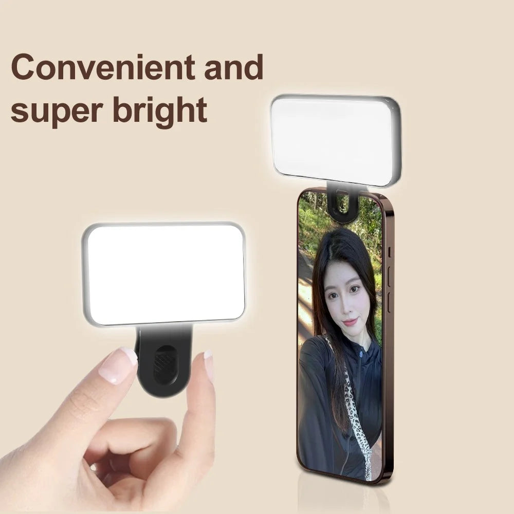 DO AS YOU WISH Mini Clip-on Light 24 LED Rechargeable Battery Adjustable Color Temperature Portable Fill Lamp - Black - 7