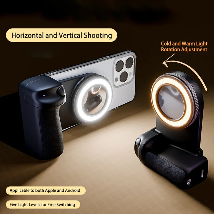 Magnetic Selfie Light for Smartphone Bluetooth-compatible 5.0 Remote Control Handheld LED Video Fill Light - Black - 2